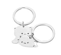 QEDBOJE Set di 2 Portachiavi Gatto Puzzle Amici Regalo di Coppia Angelo Custode