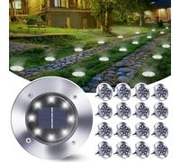 Qedertek 16 Pezzi Luci Solari Giardino Esterno, 8 LEDs Faretti led Luce Sepolta Bianco Lampada IP65 Impermeabile Luci Terra per Prato Vialetto Scala Paesaggio