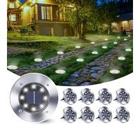Qedertek 8 Pezzi Luci Solari Giardino Esterno, 8 LEDs Faretti led Luce Sepolta Bianco Lampada IP65 Impermeabile Luci Terra per Prato Vialetto Scala Paesaggio