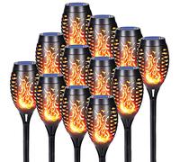 Qedertek Lampade Solari da Giardino - 12 Pezzi 12 LED Solare Torcia Luce con Effetto Fiamma, Luci Solare Esterno impermeabile IP65 Decorazione per Giardino, Cortile, Vialetto, Prato, Patio, Corridoio