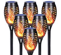 Qedertek Lampade Solari da Giardino - 6 Pezzi 12 LED Solare Torcia Luce con Effetto Fiamma, Luci Solare Esterno impermeabile IP65 Decorazione per Giardino, Cortile, Vialetto, Prato, Patio, Corridoio