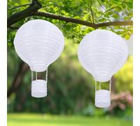 Qedertek Lampioni solari per esterni, da appendere, 2 pezzi, 30 cm, per esterni, resistenti alle intemperie, da giardino con fiamma tremolante, in nylon, per esterni, giardino, decorazione (bianco
