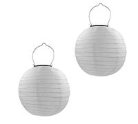 Qedertek Luci Solari da Esterno, 2 Pezzi 30cm Lanterna Solare, Materiale di Nylon, Impermeabile Luci Solare Decorativa per Giardino Terrazza Matrimonio Gazebo Balcone Festa (Bianco Caldo)