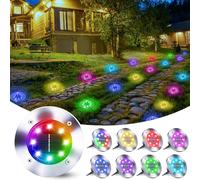 Qedertek Luci Solari Giardino Esterno 8 Pezzi 8 LED Faretti led Luce Sepolta RGB Lampada IP65 Impermeabile Luci Terra per Prato Vialetto Scala Paesaggio