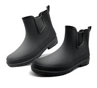 QeeFop Stivali di Gomma Uomo, Antiscivolo Impermeabile da Pioggia Comode Giardinaggio Scarpe, Comode Shorty Boots (Nero, 40 EU)