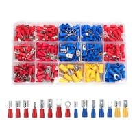 QeeHeng 280 Pezzi Connettori Capicorda Elettrici, 15 Tipi Terminali a Crimpare Set, 0,5 - 6,0 mm², Maschio e Femmina Isolati Capicorda a Forcella Anello e Vanga per Elettricisti, Auto