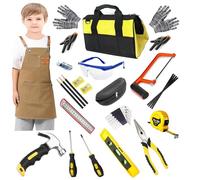 QeeHeng Set di attrezzi per bambini, 38 pezzi, con borsa degli attrezzi, grembiule, sega, regalo educativo