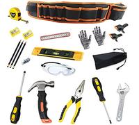 QeeHeng Set di Attrezzi per Bambini, Borsa per Attrezzi per Bambini, Strumenti Reali per Il Fai da Te Professionale e la Lavorazione del Legno, Borsa Portatile per Attrezzi (21 Pezzi)