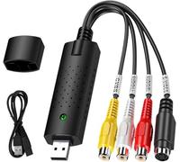 Qeelin Acquisizione video USB, convertitore video RCA a USB, audio video Grabber USB 2.0, vecchio VHS Mini DV Hi8 DVD VCR a convertitore digitale per Mac, PC supporta Windows XP/Vista/7/8/10/Linux