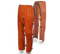 QeeLink Pantaloni Saldatura, Resistenti al Calore e alle Fiamme, Protezione | per Gambe di Sicurezza, Grembiule per Saldatura per Uomini e Donne, Regolabili da M a XXXL, Marrone
