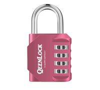 QEENLOCK Lucchetto a 4 cifre, Lucchetto a codice per armadietto, sport, college, scuola, lucchetto con codice esterno per cancello, capanno da giardino, colore rosa