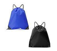 QEEQPF 2 sacs à dos avec sacs de sport à cordon, un bleu et un noir. Borsa da viaggio, borsa da palestra, adatta al viaggio quotidiano, leggera e traspirante.