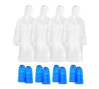 QEEQPF 4 Pezzi Poncho Impermeabile Antipioggia Monouso Trasparente, Emergency Raincoat con Cappucci e Maniche per Escursionismo, Montagna, Campeggio, Concerti, con 4 Paia di copriscarpe
