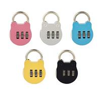 QEEQPF 5 mini lucchetti a forma di cartone animato, lucchetto a colori, lucchetto a combinazione per valigia; per armadietto palestra all'aperto (5 colori)), grigio, cielo