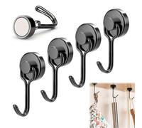 QEEROYO 4 Pezzi Ganci Magnetici Potente, Ganci Magnetici Extra Resistenti, Magnetico del Portata Verticale 6kg, Calamita Potente in Neodimio, per Frigorifero da Cucina, Soffitto, Griglia