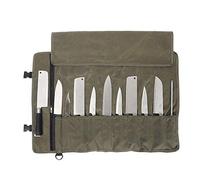QEES Borsa Porta Coltelli, con 11 Fessure, Rotolo Portacoltelli con 2 Cinghie Elastiche, Custodia per Attrezzi, Borsa di Utensili di Cucina, in Tela Cerata, Impermeabile, Army green, 66 * 50CM
