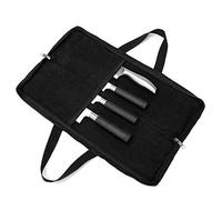 QEES Borsa porta coltelli da chef con 2 manici, 4 fessure e 4 fessure, resistente, con doppia cerniera, borsa porta coltelli, borsa per utensili da cucina, colore: nero, 18" x 11"