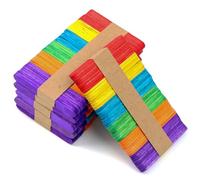 QEEYON 300 Pezzi Bastoncini Legno Colorati, 6,5 cm Stecchi Gelato a Mano per Artigianato Domestico e Scolastico, Bricolage Art Lollipop del Mestiere di DIY