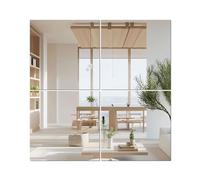 QEEYON 4 pezzi Specchio in Vetro 20 x 20 cm, Piastrelle a Specchio Autoadesive, Specchio Adesivo HD fai da te per Decorazione da Parete, Armadio, Bagno, Soggiorno, Camera da Letto
