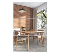 QEEYON 6 pezzi Specchio in Vetro 15 x 15 cm, Piastrelle a Specchio Autoadesive, Specchio Adesivo HD fai da te per Decorazione da Parete, Armadio, Bagno, Soggiorno, Camera da Letto