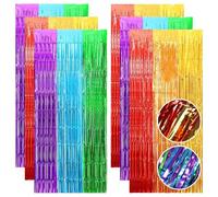 QEEYON 6 Tende Metalliche Arcobaleno, 1 x 2 m Tende con Frange in Lamina, Frangia Tende Festa Brillantini per Decorazioni per Matrimoni, Lauree, Compleanni, Natale, Feste Wall Contesto