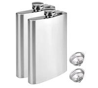 QEEYON Fiaschetta con Imbuto, 2 Pcs 8oz Fiaschetta per Liquori in Acciaio Inossidabile Portatile Fiaschetta, Fiaschetta Whisky in Acciaio Inox 304 per Arrampicata, Campeggio, Barbecue, Bar, Feste