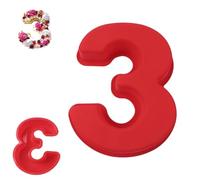 QEEYON Stampo Torta Numero 3, 25.5cm Grande stampo numeri silicone, Stampo per Torta con Numero 3D, Stampo per Torta a Forma di Numero Adatto per Compleanni Matrimoni Feste