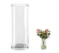 QEEYON Vaso cilindrico in vetro, alto 30 cm, extra large, vaso per fiori in cristallo ispessito, per composizioni floreali per soggiorno, cucina, ufficio, matrimoni (30 x 12 cm)