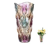 QEEYON Vaso in Vetro Colorato, Grande Vaso di Cristallo Colorato per Composizioni Floreali, Vaso Arcobaleno Unico per Centrotavola, Soggiorno, Cucina, Ufficio, Matrimonio (24 x 13 cm)