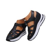 QEFRETH Scarpe con zeppa a punta chiusa da donna sandali con zeppa con piattaforma per le donne scarpe ortopediche con supporto dell'arco suola morbida spessa scava fuori traspirante sandali chiusi