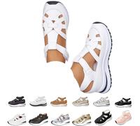 QEFRETH Scarpe con zeppa a punta chiusa da donna sandali con zeppa con piattaforma per le donne scarpe ortopediche con supporto dell'arco suola morbida spessa scava fuori traspirante sandali chiusi