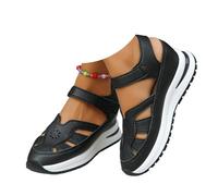 QEFRETH Scarpe con zeppa a punta chiusa da donna sandali con zeppa con piattaforma per le donne scarpe ortopediche con supporto dell'arco suola morbida spessa scava fuori traspirante sandali chiusi