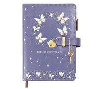 Qefuna Diario Con Lucchetto A Cuore E Farfalla Uv - Quaderno A5 Per Ragazze E Adulti, 200 Pagine (100 G/M²), Righe 8 Mm, Portapenne, Segnalibro - Idea Regalo In Viola