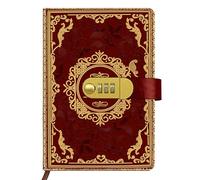 Qefuna Diario Con Lucchetto, Diario Floreale Retrò In Pelle Pu A5 Con Stampa A Rilievo In Lamina Con Combinazione 200 Pagine, Carta Da 100 G/M², Diario Di Lettura Vintage Per Adulti (Rosso)