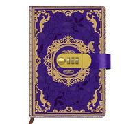 Qefuna Diario Con Lucchetto, Diario Floreale Retrò In Pelle Pu A5 Con Stampa A Rilievo In Lamina Con Combinazione 200 Pagine, Carta Da 100 G/M², Diario Di Lettura Vintage Per Adulti (Viola)