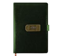 Qefuna Diario con serratura, A5 Diario in pelle PU con codice 200 pagine, carta 100Gsm, Diario di lettura vintage con serratura per donne e uomini, (verde)
