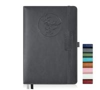 Qefuna Diario per Donna Uomo, Quaderno in Pelle con Copertina Rigida da 256 Pagine A5 per Lavoro, Diario/Taccuino a Righe con Carta da 100 G/M², Portapenne 5,8"×8,4" (Grigio)