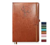 Qefuna Diario per Donna Uomo, Quaderno in Pelle con Copertina Rigida da 256 Pagine A5 per Lavoro, Diario/Taccuino a Righe con Carta da 100 G/M², Portapenne 5,8"×8,4" (Marrone)
