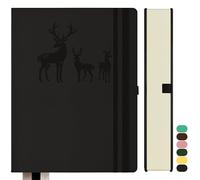 Qefuna Notebook A4 foderato, Bullet Journal A4 blocco note spesse, 360 pagine, 100gsm carta foderata per le donne uomini ufficio scuola diario, 21,3 x 28,1 centimetri, nero