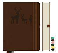 Qefuna Notebook A5 foderato, Bullet Journal A5 blocco note spesse, 360 pagine, copertina rigida in pelle notebook, 100gsm carta foderata per le donne uomini ufficio scuola diario, 14,5 x 21cm, marrone