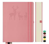 Qefuna Notebook A5 foderato, Bullet Journal A5 blocco note spesse, 360 pagine, copertina rigida in pelle, 100gsm carta foderata per donne uomini ufficio scuola diario, 14,5 x 21cm, rosa
