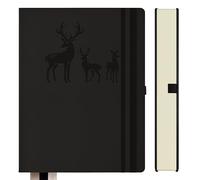 Qefuna Notebook B5 foderato, Bullet Journal B5 blocco note di spessore, 300 pagine, 100gsm carta foderata per le donne uomini ufficio scuola diario, 19 x 25,5 centimetri, nero