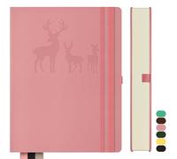 Qefuna Notebook B5 foderato, Bullet Journal B5 blocco note spesse, 300 pagine, copertina rigida in pelle, 100gsm carta foderata per donne uomini ufficio scuola diario, 19 x 25,5 centimetri, rosa