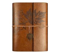 Qefuna Quaderno in pelle PU vintage A5, diario di viaggio con raccoglitore ad anelli ricaricabile(Marrone)