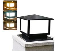 QEGY Lampione da Giardino Esterno Vintage 12W LED - 3 Colori, Nero Antico, Rustico, Classico Quadrato Con Base - Lampada da Esterno