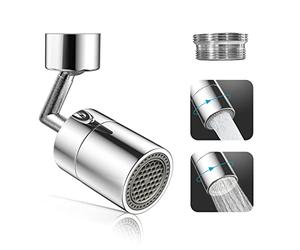 QEIHITYO Aeratore Rubinetto,Può Essere Ruotato di 720 Gradi Rompigetto Rubinetto Cucina,2 Modelli di Flusso Dell'acqua,4 Strati di Filtraggio a Rete Aeratore Rubinetto Cucina, Argento