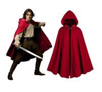 QEKFDOV Costume medievale con cappuccio, mantello con cappuccio, per donne e uomini, mantello rinascimentale con cappuccio, per Halloween, strega, cosplay, costume (rosso vinaccia)