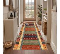 Qemgrste Tappeto Runner Ingresso Vintage Passatoia Cucina 50 x 230 cm Moderno Antiscivolo Lavabile Motivo Geometrico Tappeto Runner Lungo per Corridoio Ufficio Entrata Casa Cucina da Ingresso