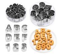 Qempsi 35 formine per biscotti con lettere dell'alfabeto e numeri in | A-Z e 0-8, fondente e biscotti, stampo da forno fai da te, per Natale e compleanno, decorazione per torte