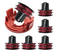 QENETY Bobina di ricambio per decespugliatore, bobina di ricambio per AL-KO 112966, 1,6 mm, 8,3 m, compatibile con GTE 350, GTE450, GTE550-4003718045727 (6 bobine + 1 tappo)